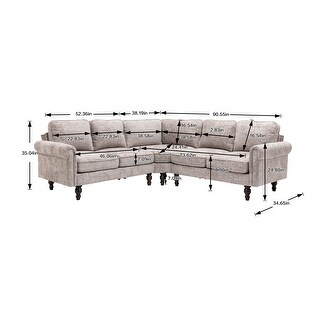 90*90" L-shape Sectional Sofa Corner Sofa Lounge Couch Sofa,Light Grey